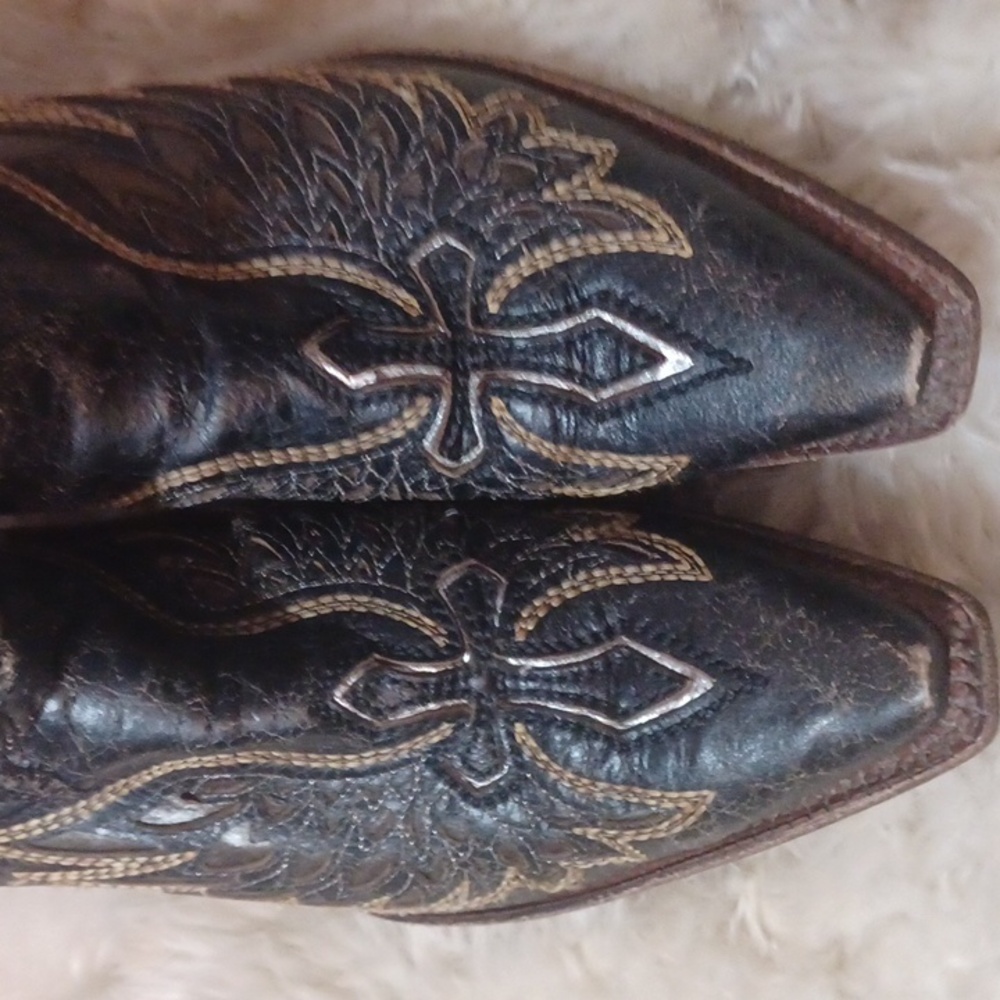 Corral Women's Boot Brown Black Size 9.5 Wing & Cross  Leather - Picture 4 of 10